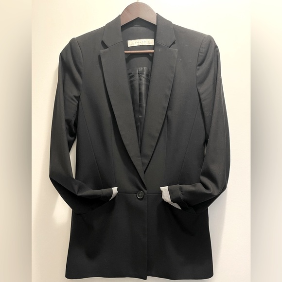 Zara Basic Long Blazer in black - Picture 2 of 6